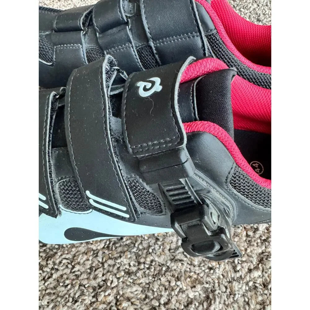 Peloton Cycling Shoes Size 44 Black Pink Hook Loop Indoor Bike Road Cycling